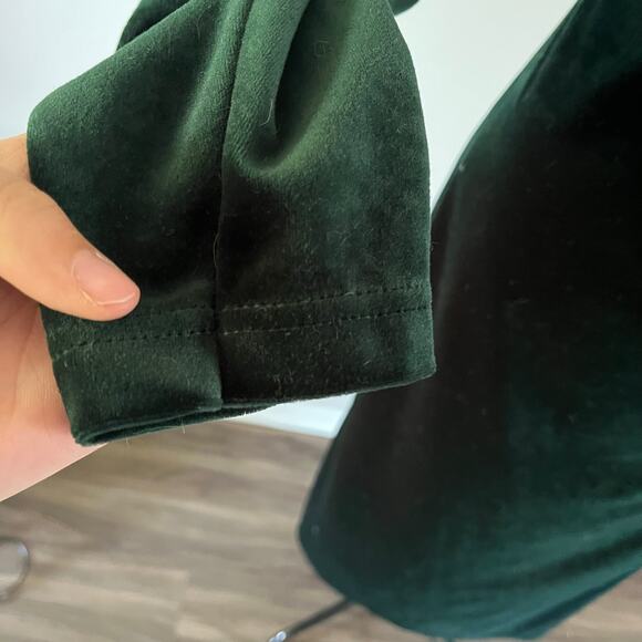 Green Velvet Long Sleeve Maxi Dress Sz M Whimsygoth Forest Fairy Grunge Y2K - Picture 3 of 9